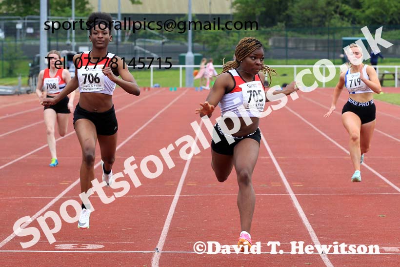 Womens Under-20s 100 metres, 2023 North Eastern Track and Field Champs., Middlesbrough Sports Village, Middlesbrough. Photo: David T. Hewitson/Sports for All Pics